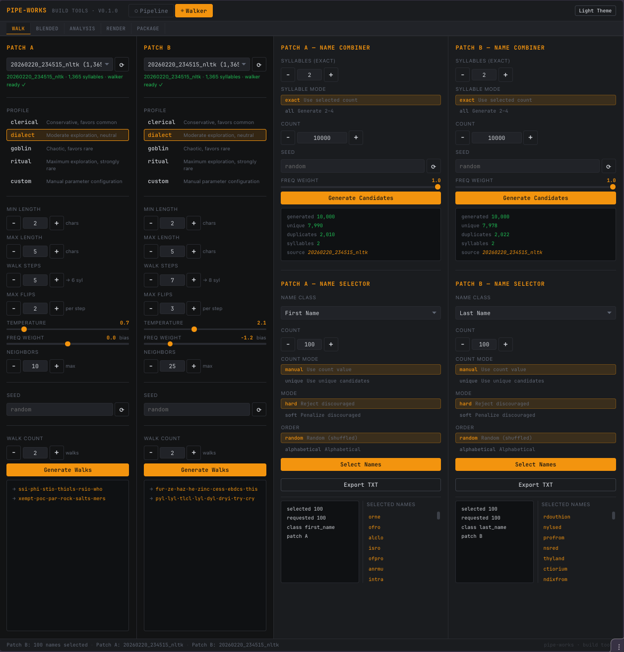 Syllable Walk Web — dual-patch Walker interface